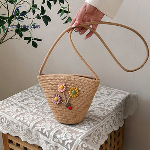 Solid Knitting Ladies Shoulder Bag Women's Messenger Bag Small Women Beach Bags