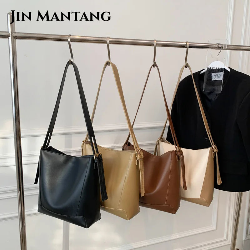 Vintage Large Capacity Bucket Bag for Women