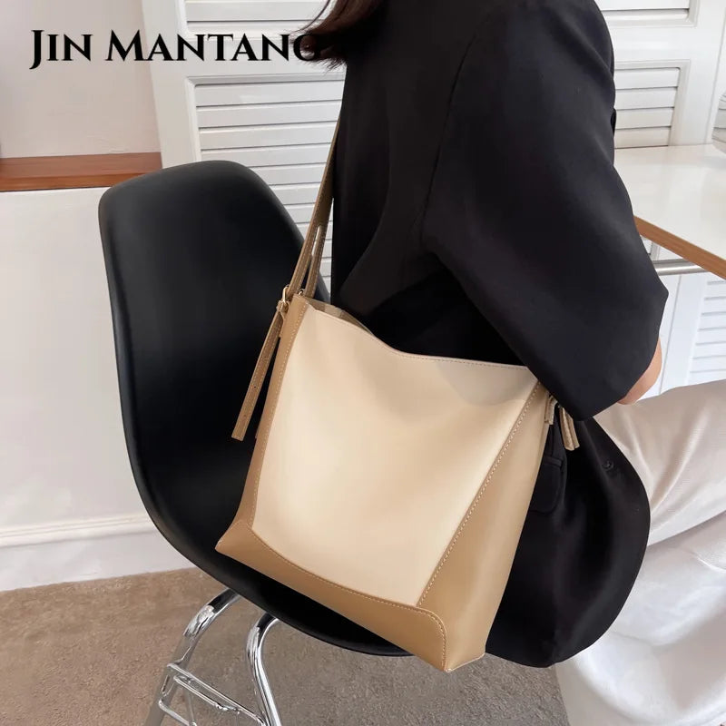 Vintage Large Capacity Bucket Bag for Women
