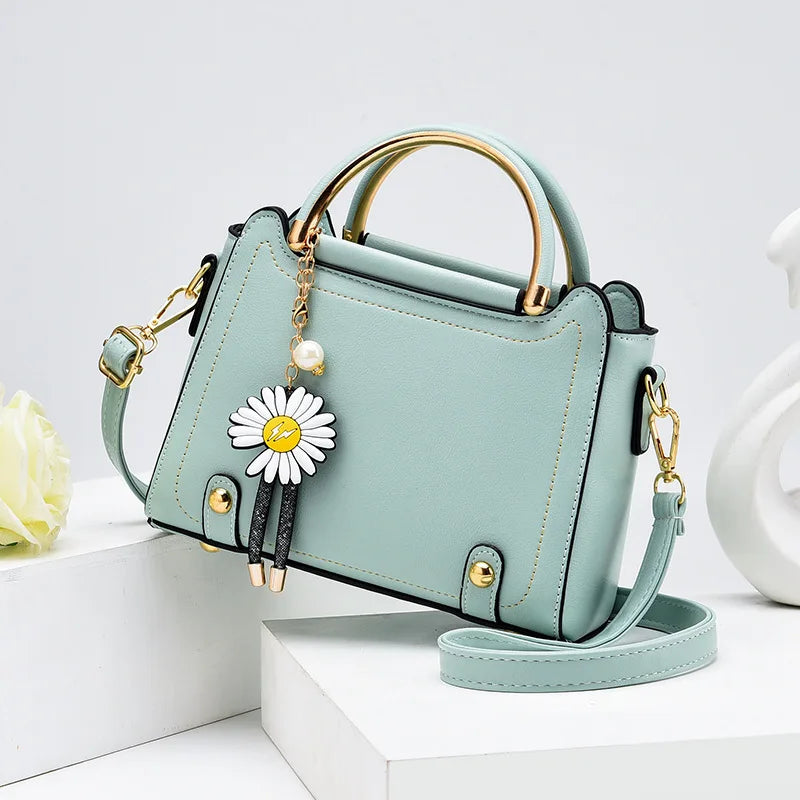 Solid Leather Handbags for Women Crossbody Shoulder Bags