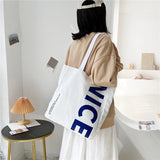 Hand Printed Canvas Shopping Bag Women's Handbag