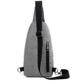 Solid Men Casual Usb Chest Pack Shoulder Bag Travel Male Messenger Bag