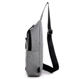 Solid Men Casual Usb Chest Pack Shoulder Bag Travel Male Messenger Bag