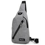 Solid Men Casual Usb Chest Pack Shoulder Bag Travel Male Messenger Bag