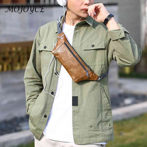 Men Shoulder Belt Bags Retro Casual PU Leather Phone Pouches Chest Bag Crossbody