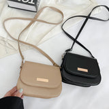 Solid Messenger Bag Lady Casual Flap Crossbody Bag for Women