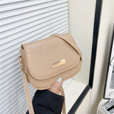 Solid Messenger Bag Lady Casual Flap Crossbody Bag for Women