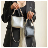 Mini Tote Bucket Bag PU Leather Women's Handbag Chain Shoulder Bag