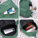 Solid Nylon Large-capacity Couple College Students Daily Backpack