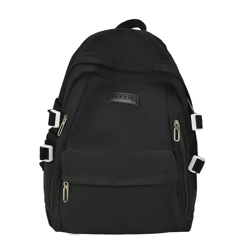 Solid Nylon Women Backpack Casual Student School Bag Travel Rucksacks