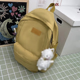 Solid Nylon Women Backpack Casual Student School Bag Travel Rucksacks