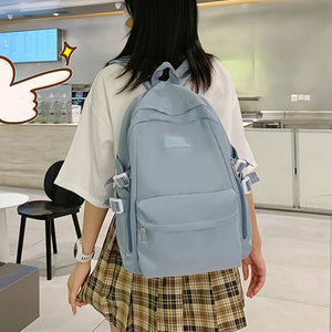 Solid Nylon Women Backpack Casual Student School Bag Travel Rucksacks