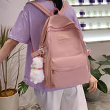 Solid Nylon Women Backpack Casual Student School Bag Travel Rucksacks