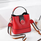 PU Leather Bucket Crossbody Bag Women Handbag Shoulder Messenger