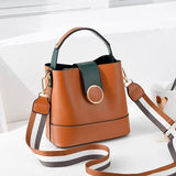 PU Leather Bucket Crossbody Bag Women Handbag Shoulder Messenger