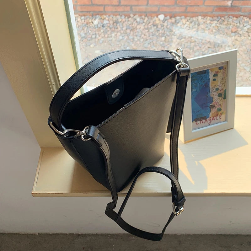 PU Leather Bucket Bags For Women Shoulder Crossbody Bag Handbags Purses