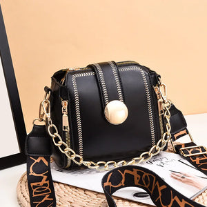 Solid PU Leather Crossbody Bag Lock Shoulder Travel Handbag