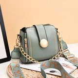Solid PU Leather Crossbody Bag Lock Shoulder Travel Handbag