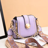 Solid PU Leather Crossbody Bag Lock Shoulder Travel Handbag