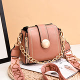 Solid PU Leather Crossbody Bag Lock Shoulder Travel Handbag