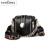 Solid PU Leather Crossbody Bag Lock Shoulder Travel Handbag