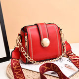 Solid PU Leather Crossbody Bag Lock Shoulder Travel Handbag