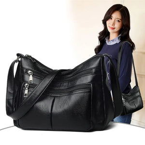 Casual PU Leather Crossbody Bag for Women Messenger Handbag