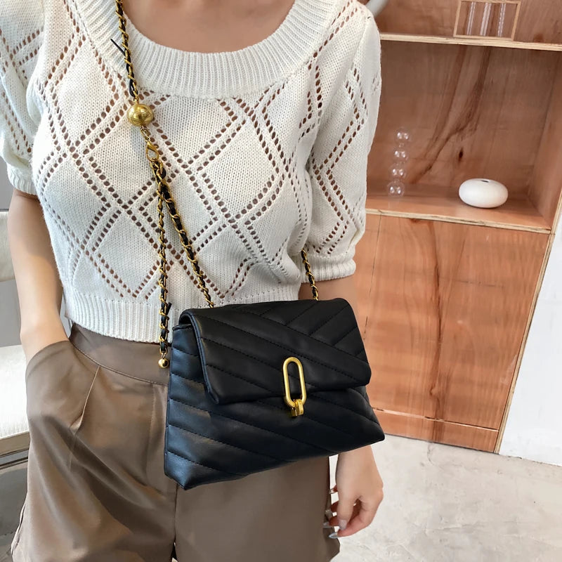 Small PU Leather Crossbody Bags For Women Travel Chain Handbags
