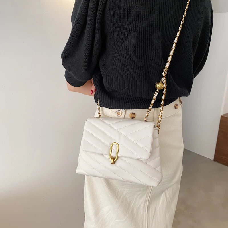 Small PU Leather Crossbody Bags For Women Travel Chain Handbags