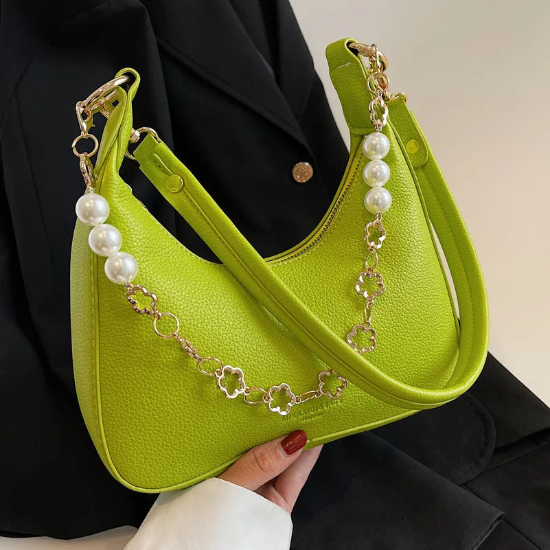 PU Leather Half-moon Bag Women Shoulder Crossbody Handbag