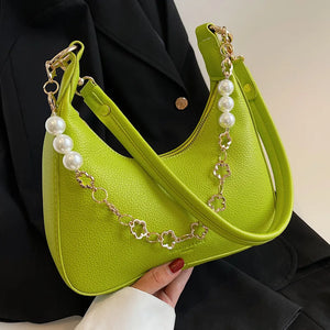 PU Leather Half-moon Bag Women Shoulder Crossbody Handbag