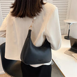 PU Leather Half-moon Bag Women Shoulder Crossbody Handbag