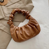 Solid PU Leather Pleated Cloud Shoulder Bags For Women