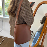 PU Leather Shoulder Bag for Women Bucket Crossbody Bags