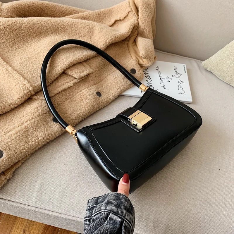 PU Leather Shoulder Bags For Women Lock Handbags Small Travel Hand Bag