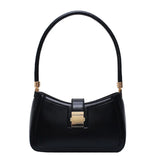 Solid PU Leather Shoulder Bag For Women with Hit Lock Handbag