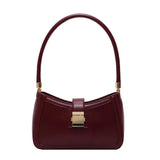 Solid PU Leather Shoulder Bag For Women with Hit Lock Handbag