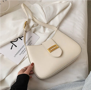 Solid PU Leather Shoulder Bags For Women hit Lock Handbags Small Travel Hand Bag