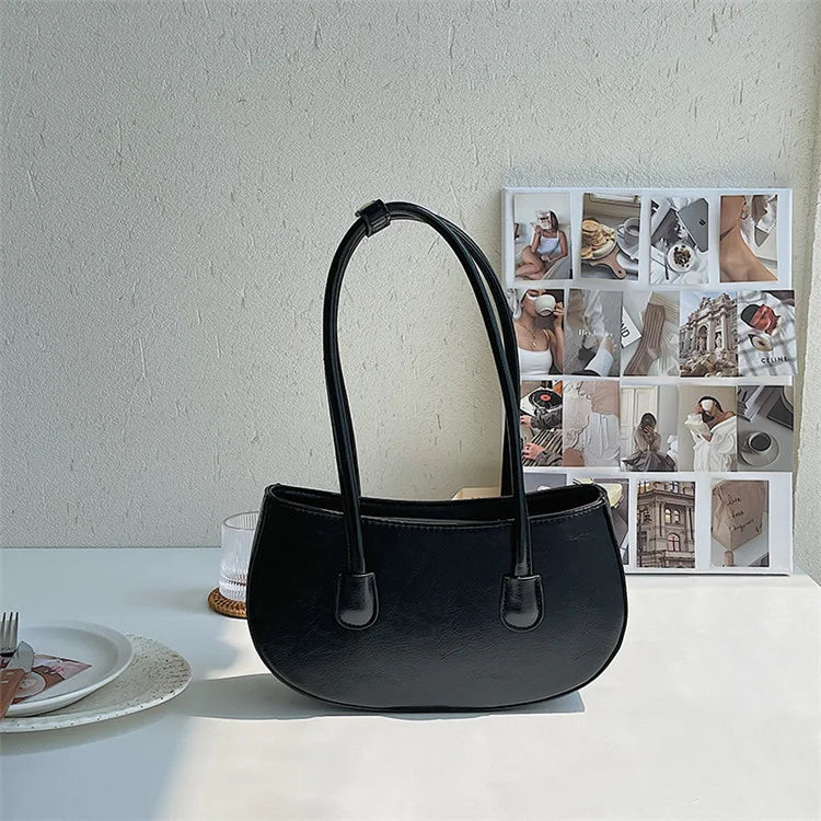 Solid PU Leather Shoulder Bags For Women Summer Handbags And Purse