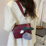 Solid PU Leather Shoulder Bags For Women Small Handbags
