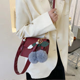 Solid PU Leather Shoulder Bags For Women Small Handbags