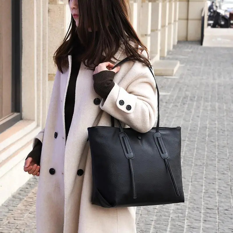 2021 Women's PU Leather Shoulder Bag Large Capacity Handbag Top-Handle Bag