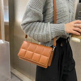 Square Crossbody Bag for Women Small Flap Handbag PU Leather Shoulder Bag