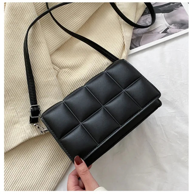 Square Crossbody Bag for Women Small Flap Handbag PU Leather Shoulder Bag
