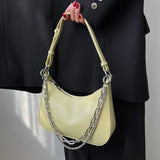 PU Leather Shoulder Sling Bag with Chain Satchel Purse for Women