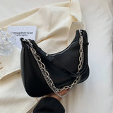 PU Leather Shoulder Sling Bag with Chain Satchel Purse for Women