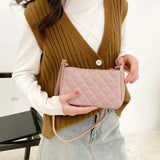 Plaid Square Shoulder Bag for Women Zipper Handbag