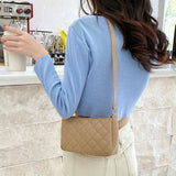 Plaid Square Shoulder Bag for Women Zipper Handbag