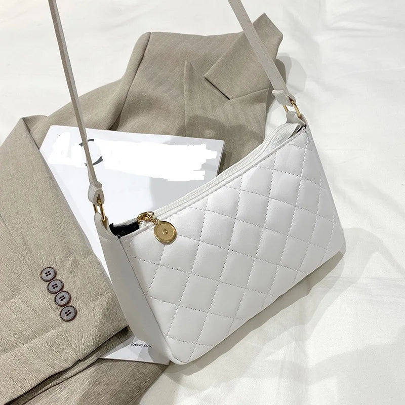 Plaid Square Shoulder Bag for Women Zipper Handbag