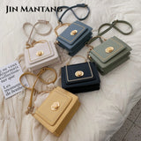 Small Square Crossbody Bag for Women PU Leather Shoulder Bag